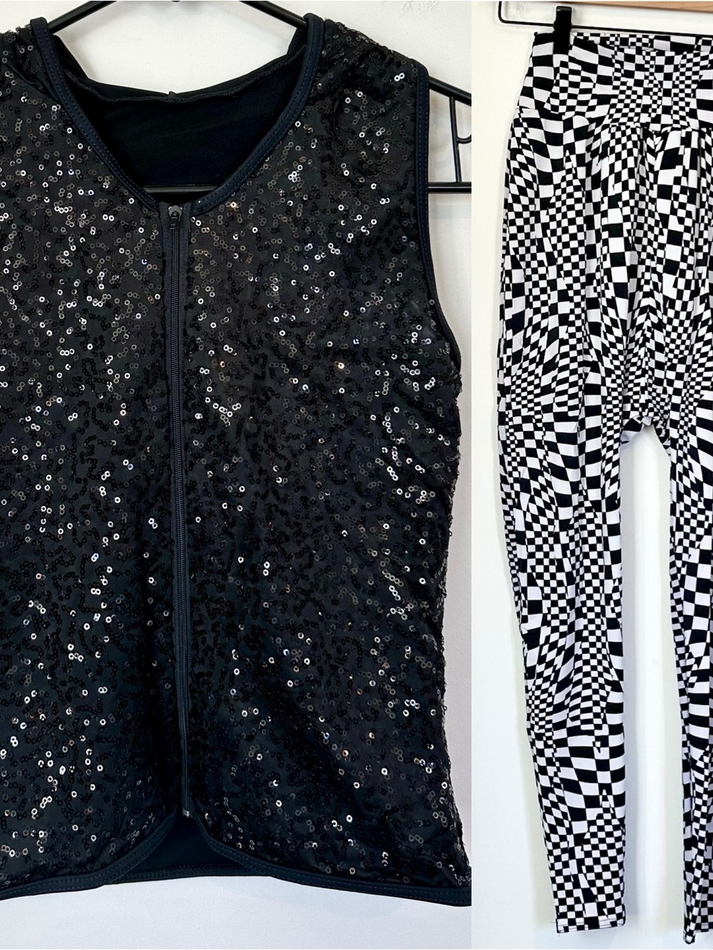 Weissman Black Sequin Vest with Black & White Checker Pants Jazz Hip Hop Dance